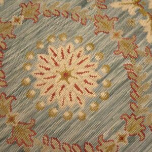 Contemporary Handwoven Wool Needlepoint Rug â€” Light Blue Color - detail view 8