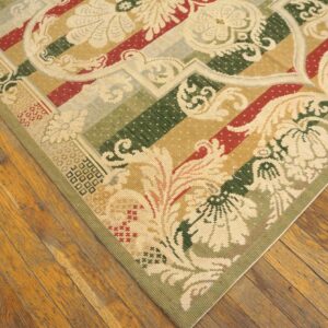 Contemporary Handwoven Wool Needlepoint Rug â€” Multicolor Ground, Decorative Composition - detail view 9