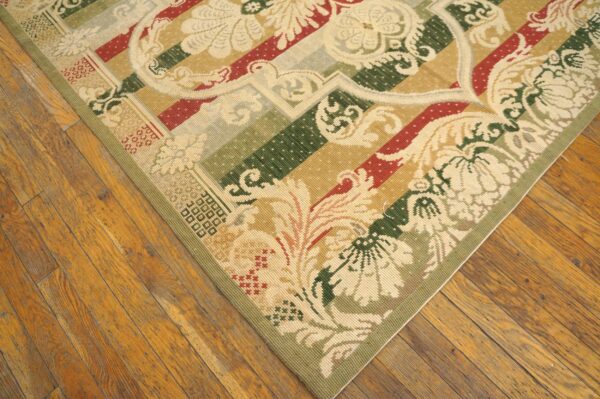 Contemporary handwoven wool needlepoint rug â€” multicolor ground, decorative composition - detail view 9