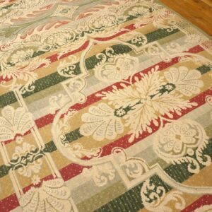 Contemporary Handwoven Wool Needlepoint Rug â€” Multicolor Ground, Decorative Composition - detail view 2