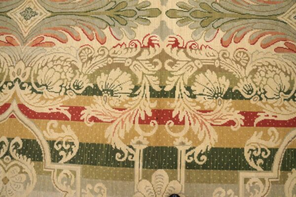 Contemporary handwoven wool needlepoint rug â€” multicolor ground, decorative composition - detail view 4
