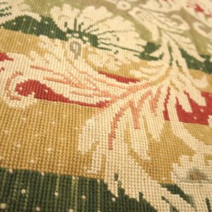 Contemporary Handwoven Wool Needlepoint Rug â€” Multicolor Ground, Decorative Composition - detail view 5