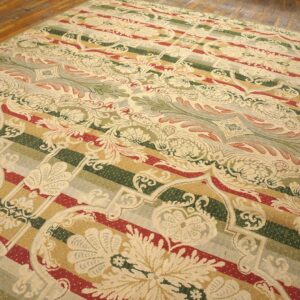 Contemporary Handwoven Wool Needlepoint Rug â€” Multicolor Ground, Decorative Composition - detail view 7