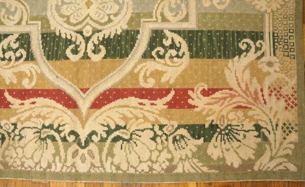 Contemporary handwoven wool needlepoint rug â€” multicolor ground, decorative composition - detail view 8