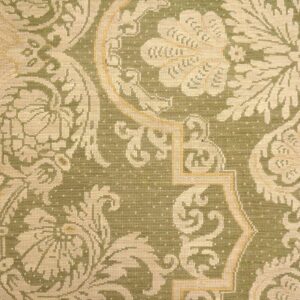 Contemporary Handwoven Wool Needlepoint Rug â€” Olive Green Ground - detail view 2