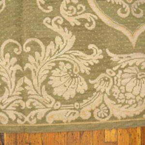 Contemporary Handwoven Wool Needlepoint Rug â€” Olive Green Ground - detail view 5