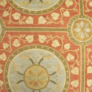 Contemporary Handwoven Wool Needlepoint Rug, Orange with silk highlights - detail view 9