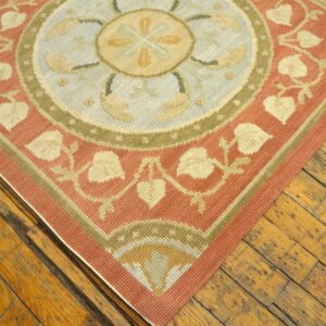 Contemporary Handwoven Wool Needlepoint Rug, Orange with silk highlights - detail view 10