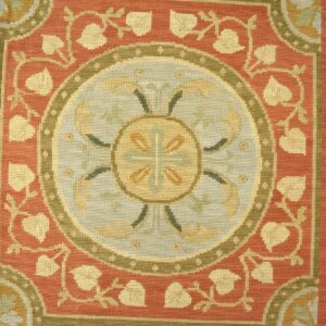 Contemporary Handwoven Wool Needlepoint Rug, Orange with silk highlights - detail view 4