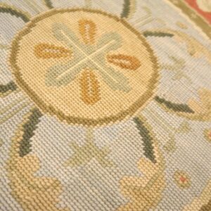 Contemporary Handwoven Wool Needlepoint Rug, Orange with silk highlights - detail view 6