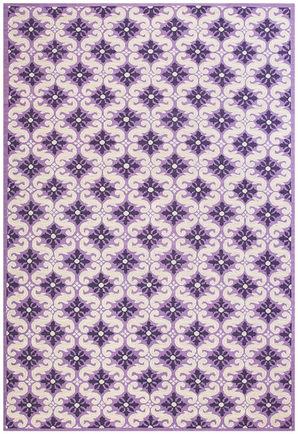 Contemporary handwoven wool needlepoint rug — rare geometric pattern