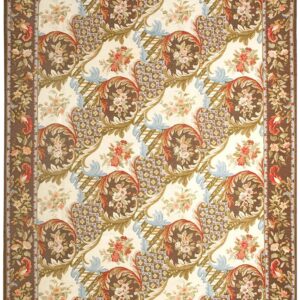 Contemporary Handwoven Wool Needlepoint Rug â€” Refined Classical Composition