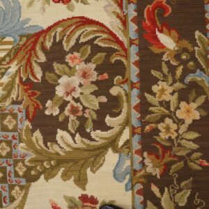 Contemporary Handwoven Wool Needlepoint Rug â€” Refined Classical Composition - detail view 1