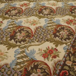 Contemporary Handwoven Wool Needlepoint Rug â€” Refined Classical Composition - detail view 3
