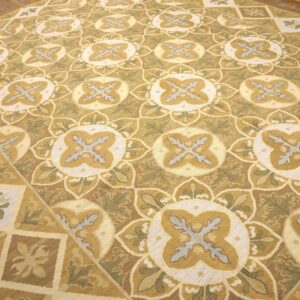 Contemporary Handwoven Wool Needlepoint Rug — Refined Composition with Silk Highlights - detail view 2