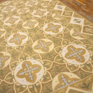 Contemporary Handwoven Wool Needlepoint Rug — Refined Composition with Silk Highlights - detail view 6
