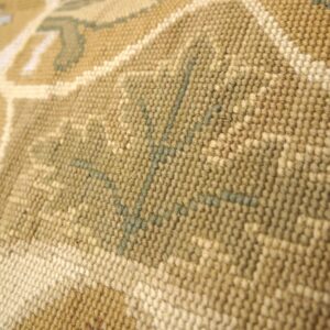 Contemporary Handwoven Wool Needlepoint Rug — Refined Composition with Silk Highlights - detail view 7
