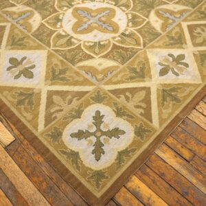 Contemporary Handwoven Wool Needlepoint Rug — Refined Composition with Silk Highlights - detail view 8