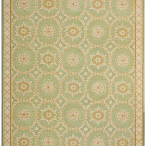 Contemporary Handwoven Wool Needlepoint Rug — Six-Star Motif