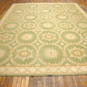 Contemporary Handwoven Wool Needlepoint Rug — Six-Star Motif - detail view 1