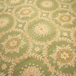 Contemporary Handwoven Wool Needlepoint Rug — Six-Star Motif - detail view 2
