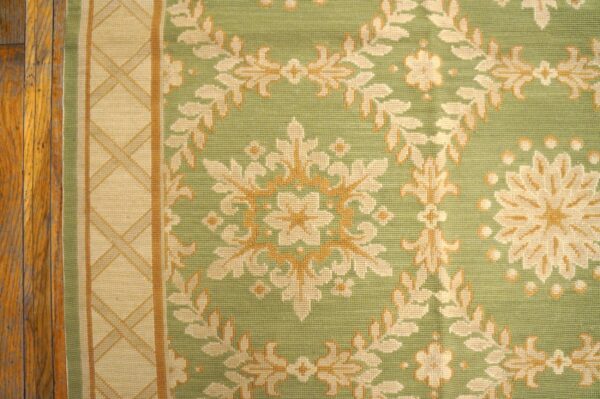 Contemporary handwoven wool needlepoint rug — six-star motif - detail view 3