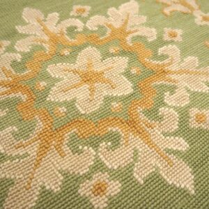 Contemporary Handwoven Wool Needlepoint Rug — Six-Star Motif - detail view 4