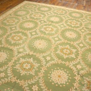 Contemporary Handwoven Wool Needlepoint Rug — Six-Star Motif - detail view 5