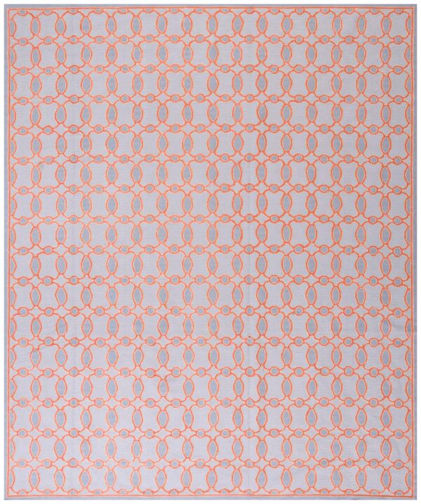 Contemporary handwoven wool needlepoint rug — special geometric