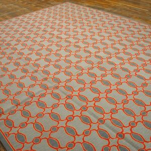 Contemporary Handwoven Wool Needlepoint Rug — Special Geometric - detail view 2