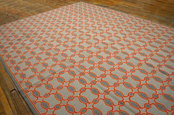 Contemporary handwoven wool needlepoint rug — special geometric - detail view 2