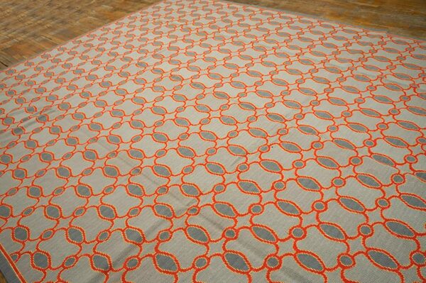 Contemporary handwoven wool needlepoint rug — special geometric - detail view 6