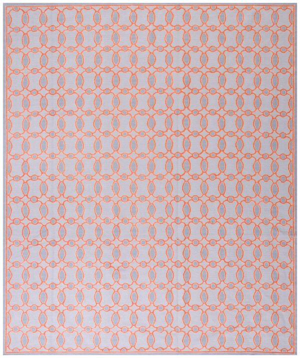 Contemporary handwoven wool needlepoint rug — special geometric