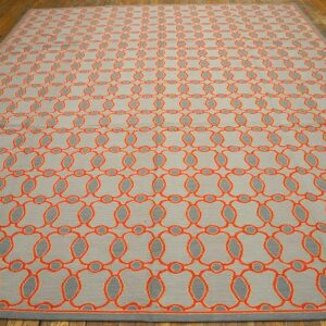 Contemporary Handwoven Wool Needlepoint Rug — Special Geometric - detail view 1