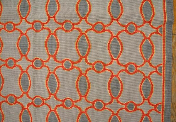 Contemporary handwoven wool needlepoint rug — special geometric - detail view 3
