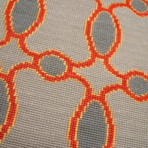 Contemporary Handwoven Wool Needlepoint Rug — Special Geometric - detail view 5