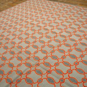 Contemporary Handwoven Wool Needlepoint Rug — Special Geometric - detail view 6