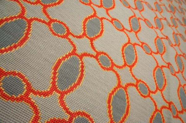 Contemporary handwoven wool needlepoint rug — special geometric - detail view 7