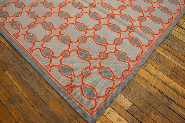 Contemporary handwoven wool needlepoint rug — special geometric - detail view 8