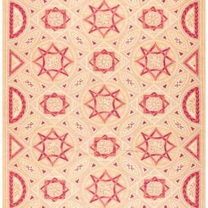 Contemporary Handwoven Wool Needlepoint Rug â€” Striking Geometric Composition