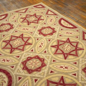 Contemporary Handwoven Wool Needlepoint Rug â€” Striking Geometric Composition - detail view 2