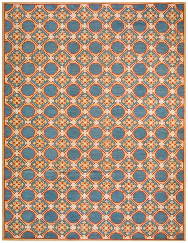 Contemporary handwoven wool needlepoint rug â€” stunning geometric