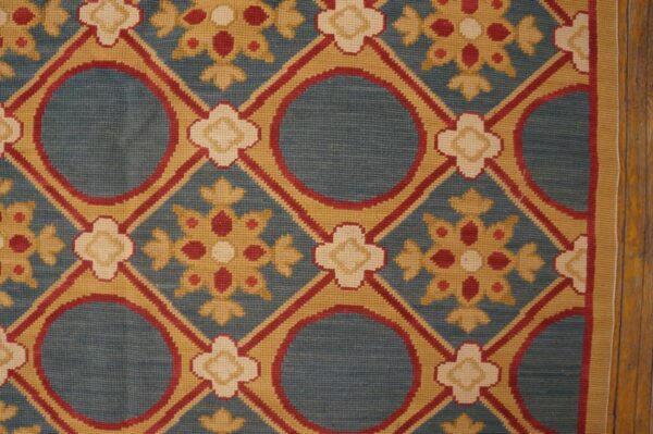 Contemporary handwoven wool needlepoint rug â€” stunning geometric - detail view 9