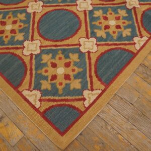 Contemporary Handwoven Wool Needlepoint Rug â€” Stunning Geometric - detail view 10