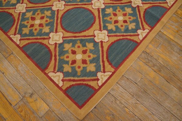 Contemporary handwoven wool needlepoint rug â€” stunning geometric - detail view 10