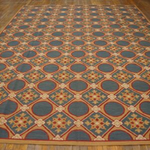 Contemporary Handwoven Wool Needlepoint Rug â€” Stunning Geometric - detail view 1