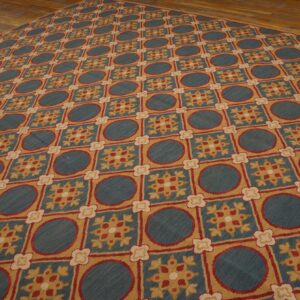 Contemporary Handwoven Wool Needlepoint Rug â€” Stunning Geometric - detail view 2