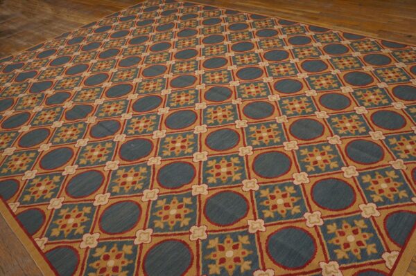 Contemporary handwoven wool needlepoint rug â€” stunning geometric - detail view 2