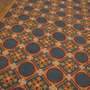 Contemporary Handwoven Wool Needlepoint Rug â€” Stunning Geometric - detail view 3