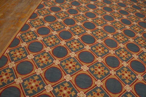 Contemporary handwoven wool needlepoint rug â€” stunning geometric - detail view 3